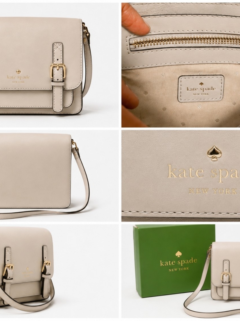 kate spade Pebble Leather Crossbody Bag in Light Taupe
